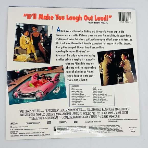 Walt Disney Home Video Movie Blank Check Letterbox Laserdisc LD NTSC - Picture 4 of 7